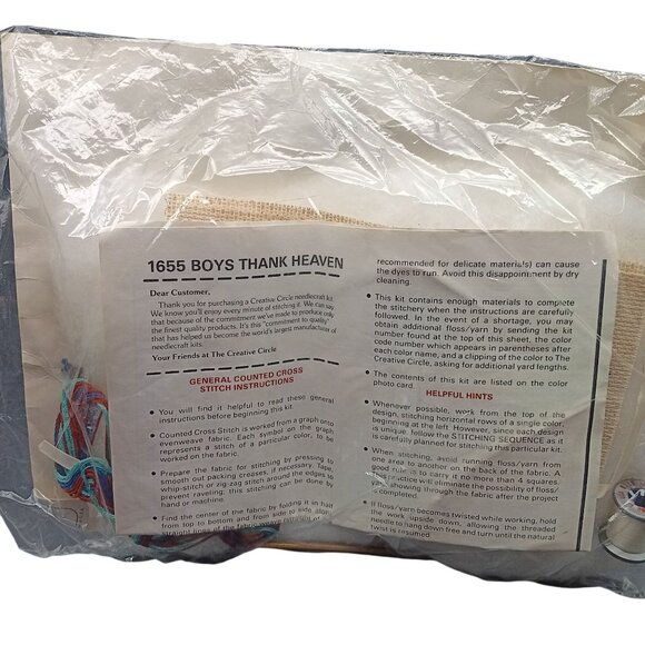 Vintage Creative Circle 1655 Boys Thank Heaven Cross-Stitch Kit - Picture 2 of 2